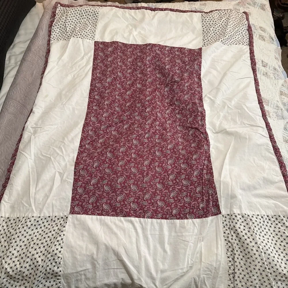Baby Handmade Quilt Gift 56x41 Paisley Ric Rac Cottage Grandma Homestead Toddler